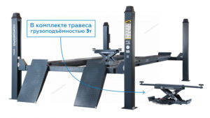 Подъемник 4-стоечный 5 т, c ручной траверсой 3 т N433, для сход-развала, электростопоры,380 В, серый NORDBERG 4450J_EG(M) - фото 3